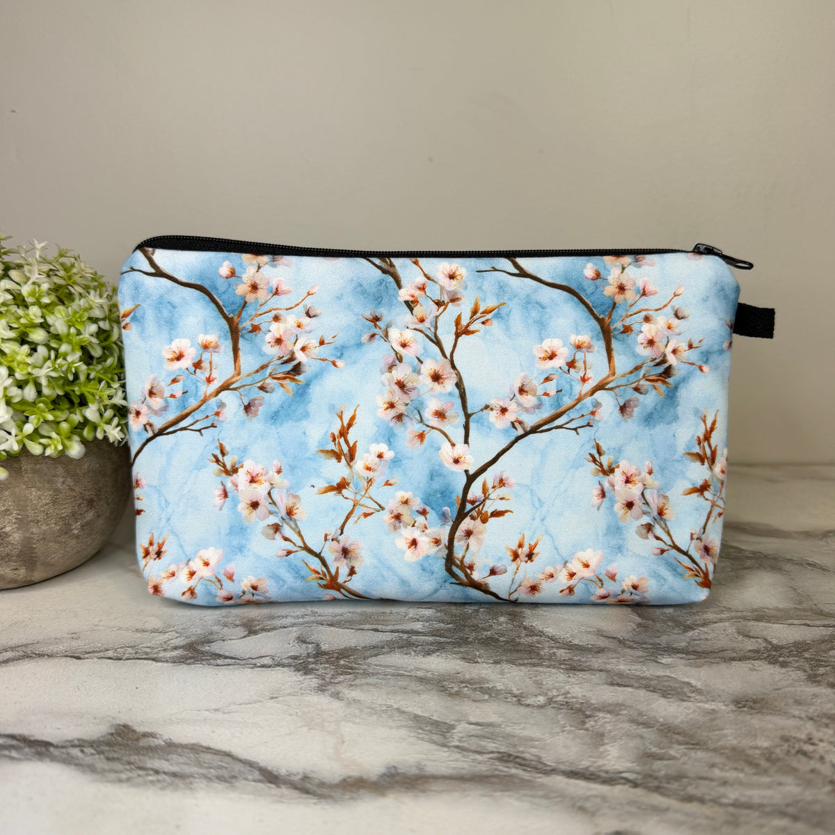 Pouch - Floral Ice Blue Cherry Blossom