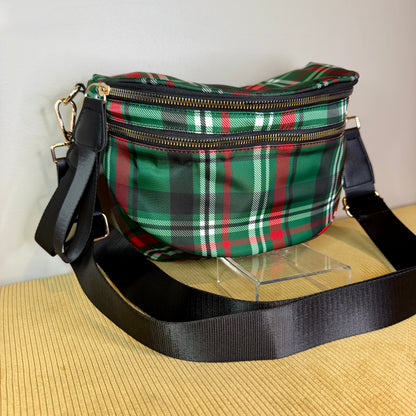 The Roni Nylon Crossbody - Green Plaid - PREORDER