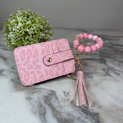 Bracelet Keychain & Card Holder Wallet - Animal Print