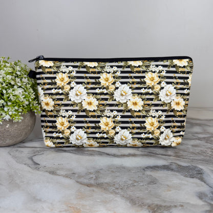 Pouch - Floral Ivory Cream Stripe
