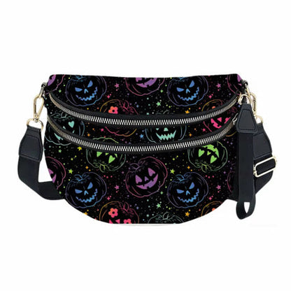 The Roni Nylon Crossbody - Halloween Fall Rainbow Pumpkin Faces