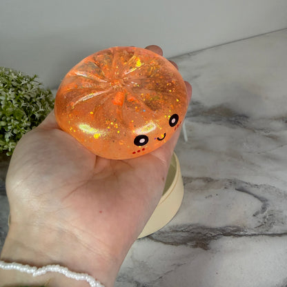 Squishy Toy - Viral Dumpling, Slow Rise Glitter #2 - Orange