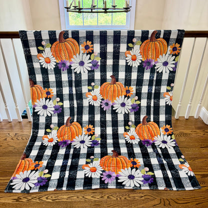 Blanket Halloween #37 - Plaid Pumpkin Floral