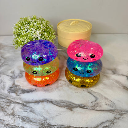 Squishy Toy - Viral Dumpling, Slow Rise Glitter - Purple