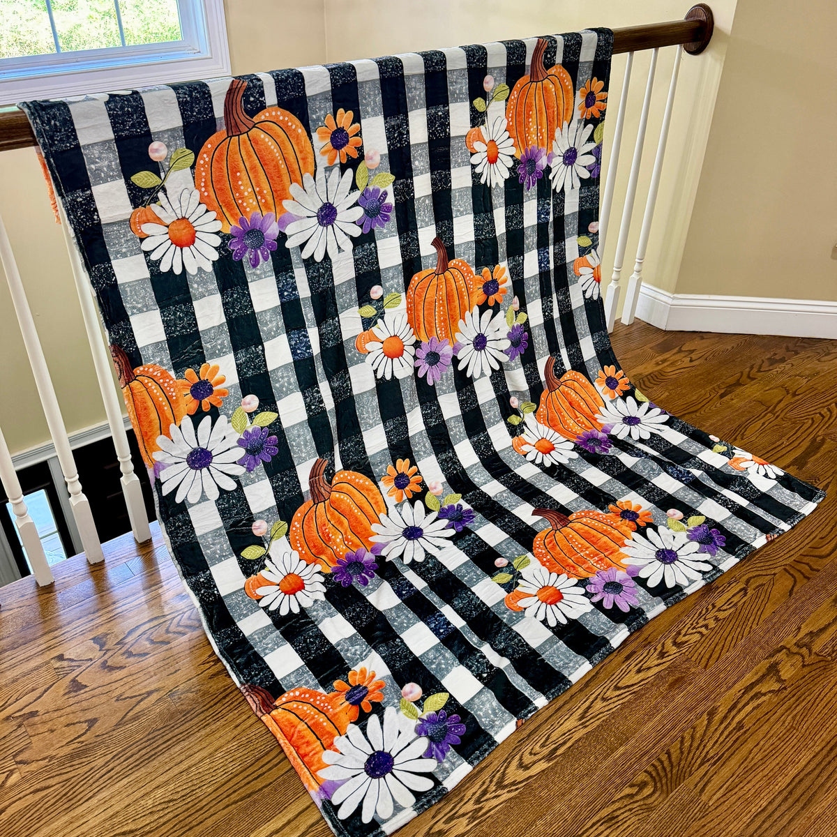 Blanket Halloween #37 - Plaid Pumpkin Floral