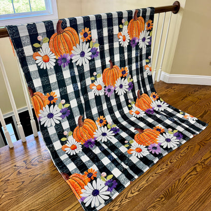 Blanket Halloween #37 - Plaid Pumpkin Floral