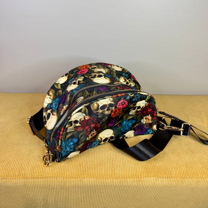 The Roni Nylon Crossbody - Halloween Fall Skull Floral