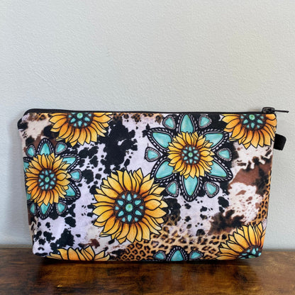 Pouch - Floral Sunflower, Turquoise