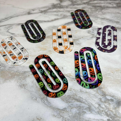 Jumbo Paperclip -  Purple Green Orange Spiderweb Halloween